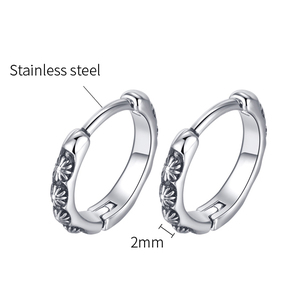 Γυναικεία σκουλαρίκια κρικάκια έθνικ 12mm ατσάλι 316L ασημί Art I-02124-12