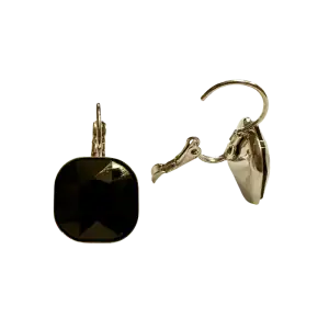 Γυναικείο σκουλαρίκι  Μαύρη πέτρα ατσάλι 316L χρυσό bode02127