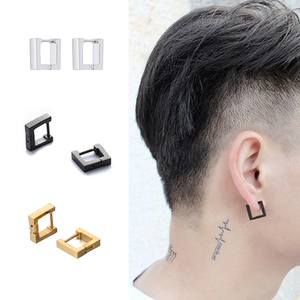 Unisex earrings squares Art 02127 steel 316L silver