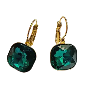 Γυναικείο σκουλαρίκι πράσινη πέτρα ατσάλι 316L χρυσό bode02127