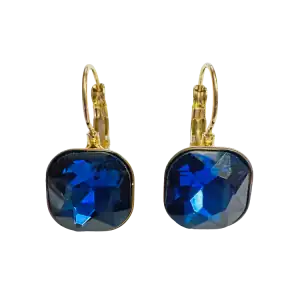 Γυναικείο σκουλαρίκι  Μπλε πέτρα ατσάλι 316L χρυσό bode02127