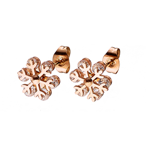 Γυναικείο σκουλαρίκι ατσάλι 316L ρόζ χρυσό Art 02127 
