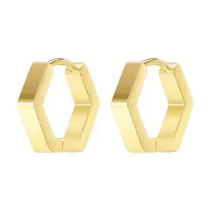 Σκουλαρίκια κρίκοι εξάγωνοι ζευγάρι ατσάλι 316L χρυσό bode02128