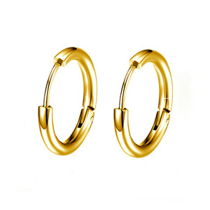 Unisex σκουλαρίκια κρίκοι ζευγάρι 10mm ατσάλι 316L χρυσό Art02098-10