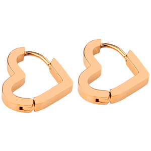 Σκουλαρίκια κρίκοι Καρδιά ζευγάρι ατσάλι 316L ροζ-χρυσό bode02132
