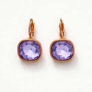 Γυναικεία Σκουλαρίκια Λιλά Πέτρα Ανοξείδωτο Ατσάλι ροζ-χρυσό bode 02144L