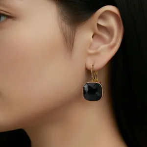 Γυναικεία Σκουλαρίκια Μαύρη Πέτρα Ανοξείδωτο Ατσάλι ροζ-χρυσό bode 02144BL