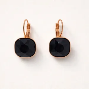 Γυναικεία Σκουλαρίκια Μαύρη Πέτρα Ανοξείδωτο Ατσάλι ροζ-χρυσό bode 02144BL