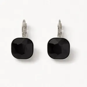 Women's Earrings Black Stone Stainless Steel