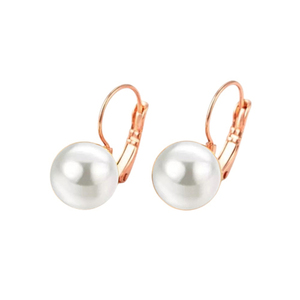 Women's earrings pearls steel 316L rose-gold
