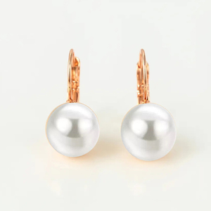 Women's earrings pearls steel 316L rose-gold