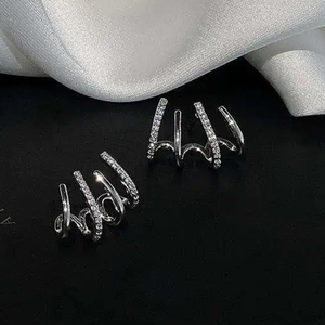 Women's earrings Hoop with white stones steel 316 silver 