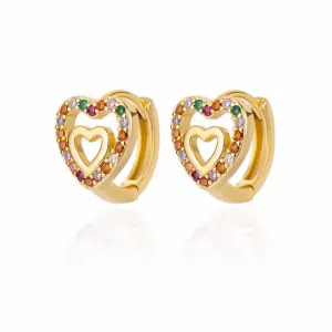 Children's earrings hypoallergenic Gold Plated Hearts Stones zircon multi stainless steel