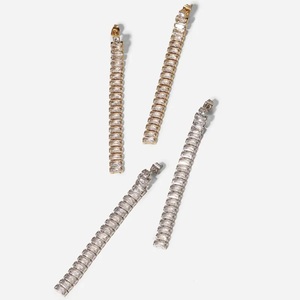 Women's long earrings with White Stones steel 316L silver bode 02211