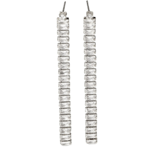 Γυναικεία σκουλαρίκια μακριά με Λευκές Πέτρες ατσάλι 316L ασημί bode 02211