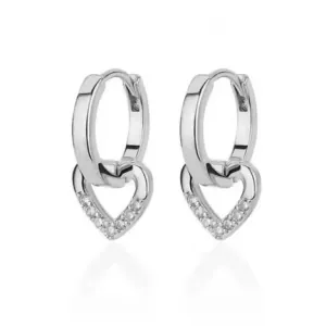 Women's earrings Hearts White Stones stainless steel silver
