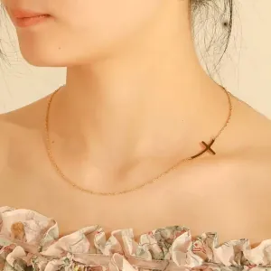 Women's Cross Necklace Stainless Steel Gold Plated