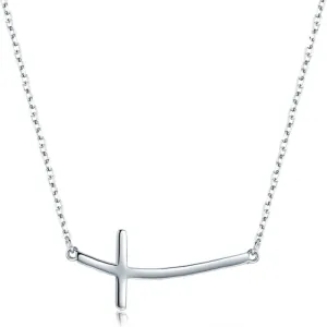 Womens necklace cross steel 316 L silver