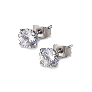 Γυναικεία σκουλαρίκια με ζιργκόν πέτρα 7mm ασήμι 925 Λευκό bode 03614