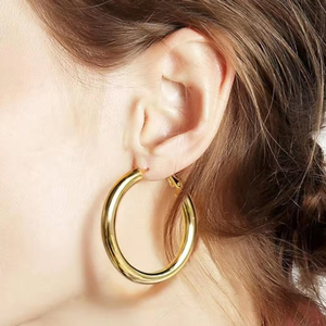 Women's earrings steel rings 4cm gold