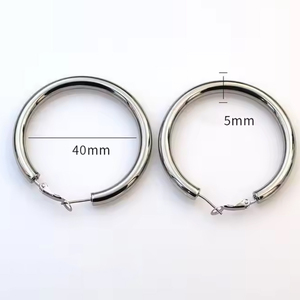 Women's earrings steel rings 4cm silver