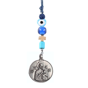 Handmade charm car Virgin & saint Christoforos silver
