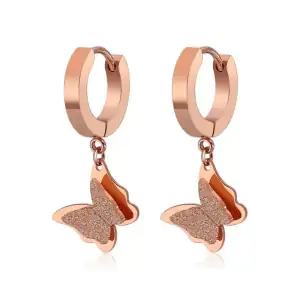 Children's earrings hypoallergenic rings steel 316L rose-gold 