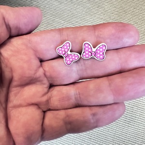 Παιδικά σκουλαρίκια υποαλλεργικά Κορδέλα ροζ ατσάλι 316L ασημί bode 02367