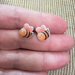 Παιδικά σκουλαρίκια υποαλλεργικά Μέλισσα ατσάλι 316L ασημί bode 02378