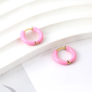 Children's earrings hypoallergenic rings steel 316L pink