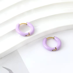 Children's earrings hypoallergenic rings steel 316L lila