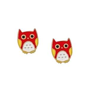 Children's earrings hypoallergenic owl steel 316L colourful 
