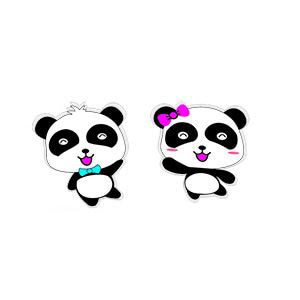 Παιδικά σκουλαρίκια υποαλλεργικά Panda ατσάλι 316L ασημί