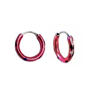 Unisex earrings hoops pair 12mm silver 925 in pink colour