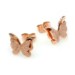 Children's earrings hypoallergenic Bird steel 316Lrose-gold