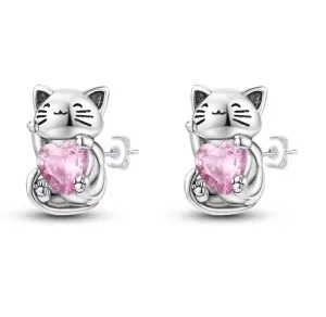 Children's earrings hypoallergenic Cat silver 925 silver