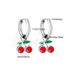 Children's earrings hypoallergenic rings fruit steel 316L silver 