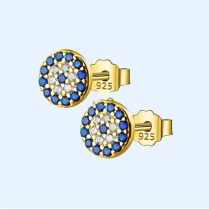 Γυναικεία σκουλαρίκια υποαλλεργικά ασήμι 925 Ματάκι με Πέτρες χρυσό bode 02542