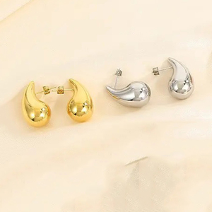Women's earrings Chunky Drops steel 316L silver bode 02674