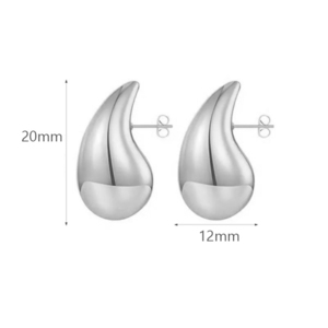 Γυναικεία σκουλαρίκια κρίκοι Chunky Drops 20mm ατσάλι 316L ασημί bode 02674