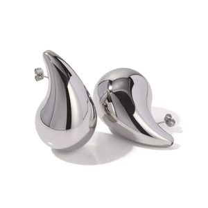Women's earrings Chunky Drops steel 316L silver bode 02678