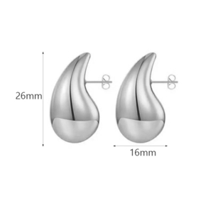 Γυναικεία σκουλαρίκια κρίκοι Chunky Drops 26mm ατσάλι 316L ασημί bode 02676