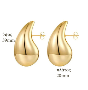Γυναικεία σκουλαρίκια κρίκοι Chunky Drops 39mm ατσάλι 316L χρυσό bode 02679