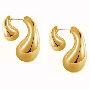 Women's earrings douple sited Chunky Drops steel 316L gold bode 02683