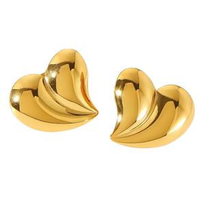 Γυναικεία σκουλαρίκια Vintage Καρδιιές ατσάλι 316L χρυσό bode 02690