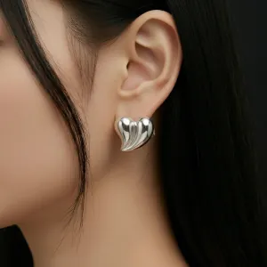 Γυναικεία σκουλαρίκια Vintage Καρδιές ατσάλι 316L ασημί bode 02691