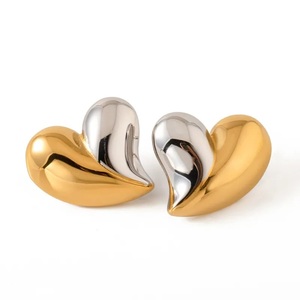 Γυναικεία σκουλαρίκια Vintage Καρδιές ατσάλι 316L ασημί-χρυσό bode 02692