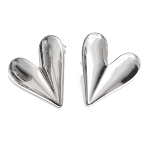 Γυναικεία σκουλαρίκια Καρδιά ατσάλι 316L ασημί bode 02694