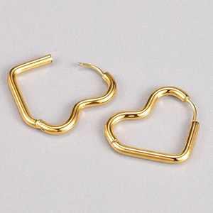 Women's earrings Hoop Hearth steel 316L gold