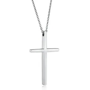 Μens necklace cross steel 316 L silver